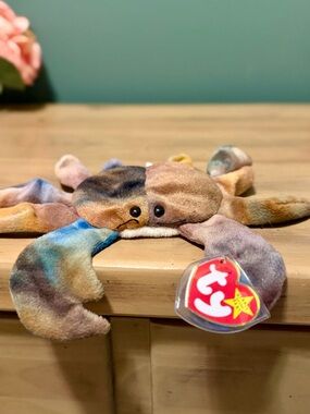 Rare TY Beanie Baby Claude the Crab 1996 Tie-Dye w/ Tag Errors Vintage
